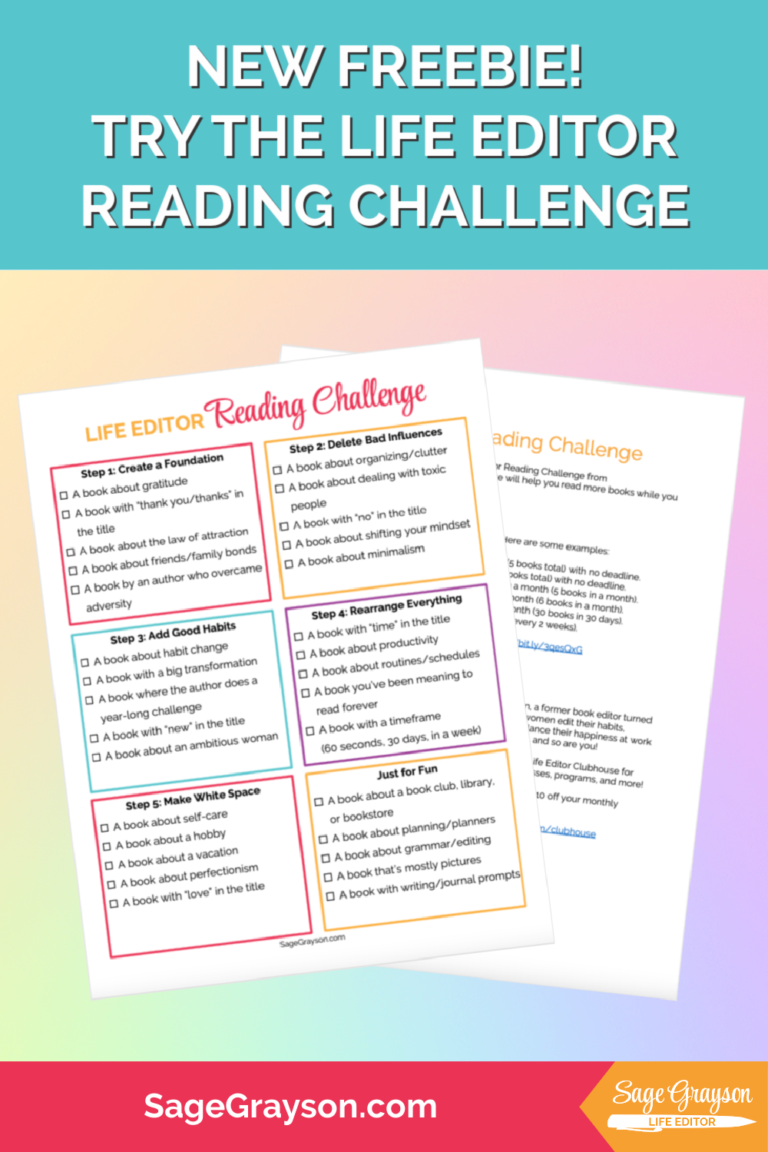 New Freebie! Try the Life Editor Reading Challenge - Sage Grayson, Life ...